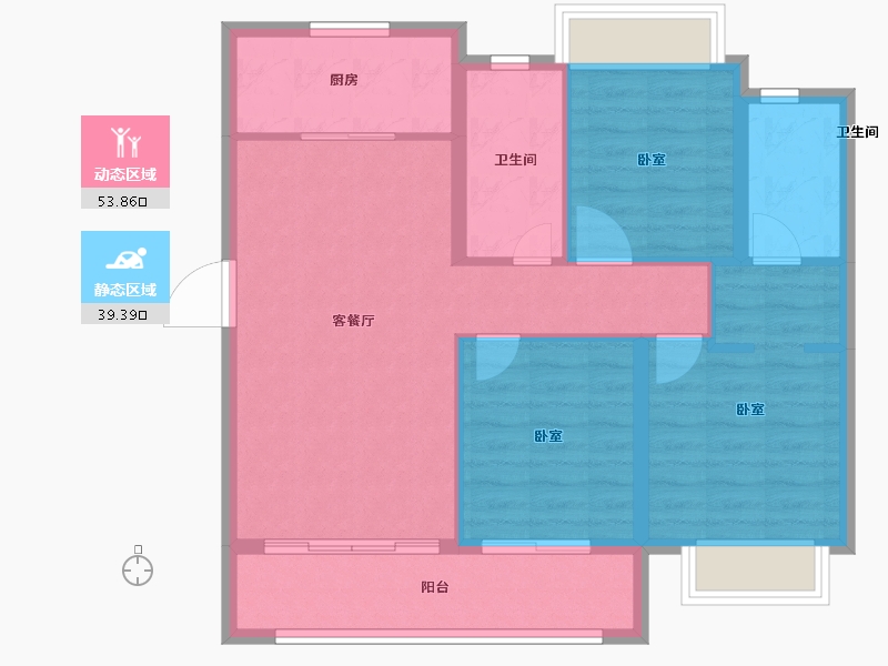 湖南省-长沙市-东原·启城-84.00-户型库-动静分区