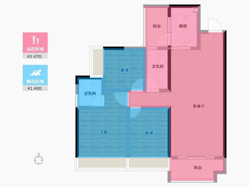 湖南省-娄底市-宁邦中心二期公园里-93.00-户型库-动静分区