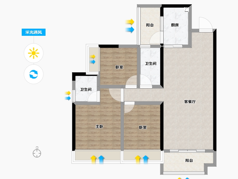 湖南省-娄底市-宁邦中心二期公园里-93.00-户型库-采光通风