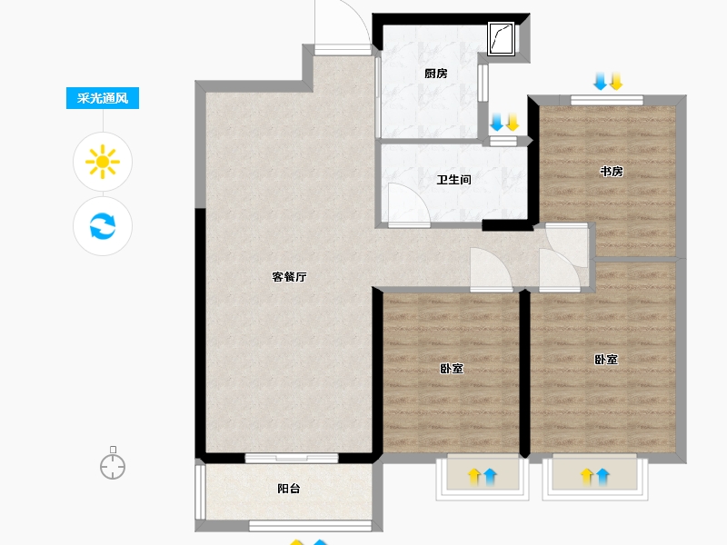 湖北省-武汉市-武地融创金麟壹号-93.22-户型库-采光通风