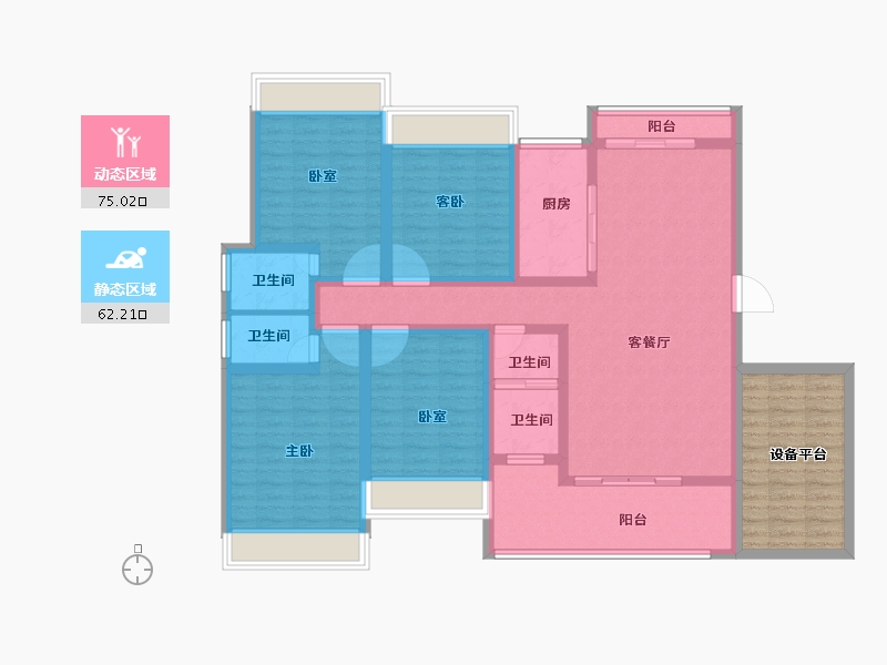 湖南省-娄底市-芙蓉贵府-134.01-户型库-动静分区