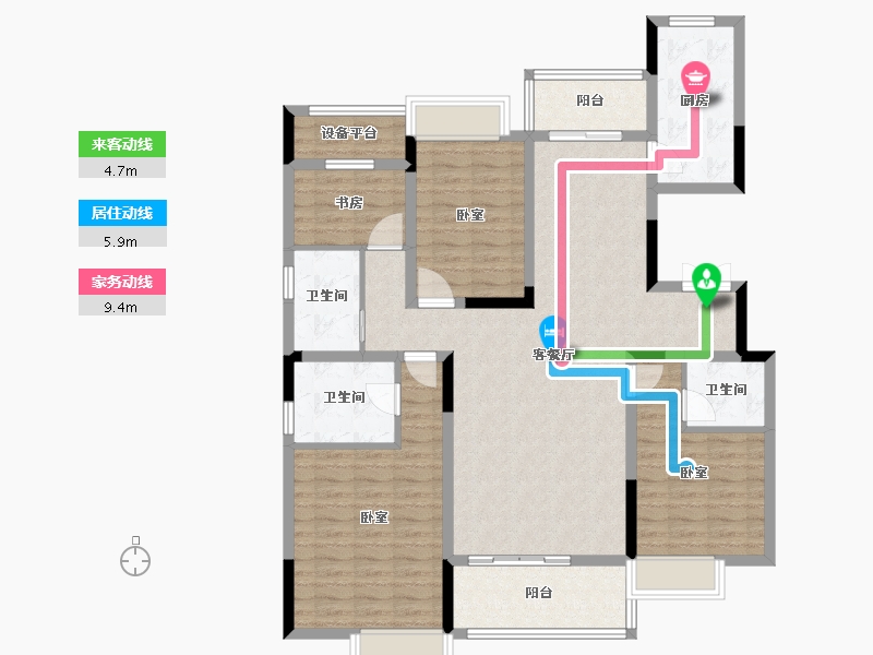 湖南省-长沙市-润和雅郡-125.01-户型库-动静线