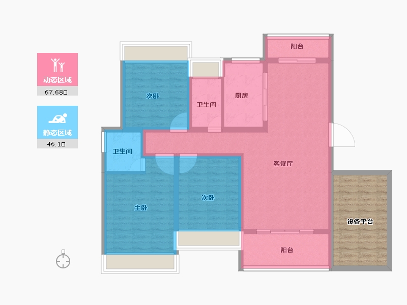 湖南省-娄底市-芙蓉贵府-114.65-户型库-动静分区