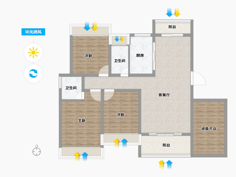 湖南省-娄底市-芙蓉贵府-114.65-户型库-采光通风