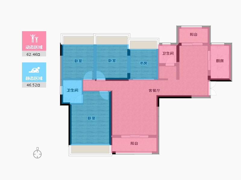 湖南省-岳阳市-锦绣新城-96.33-户型库-动静分区