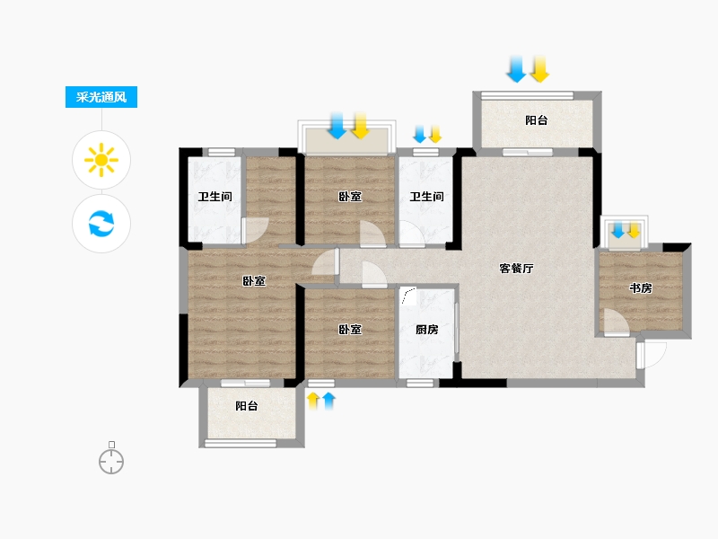 湖北省-武汉市-瑞云居-94.38-户型库-采光通风