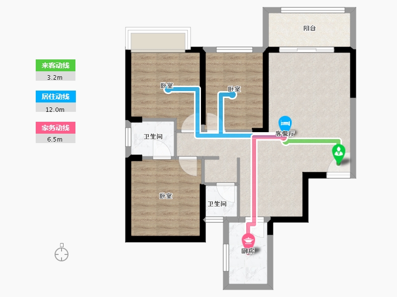 湖南省-岳阳市-双湖公馆-72.02-户型库-动静线