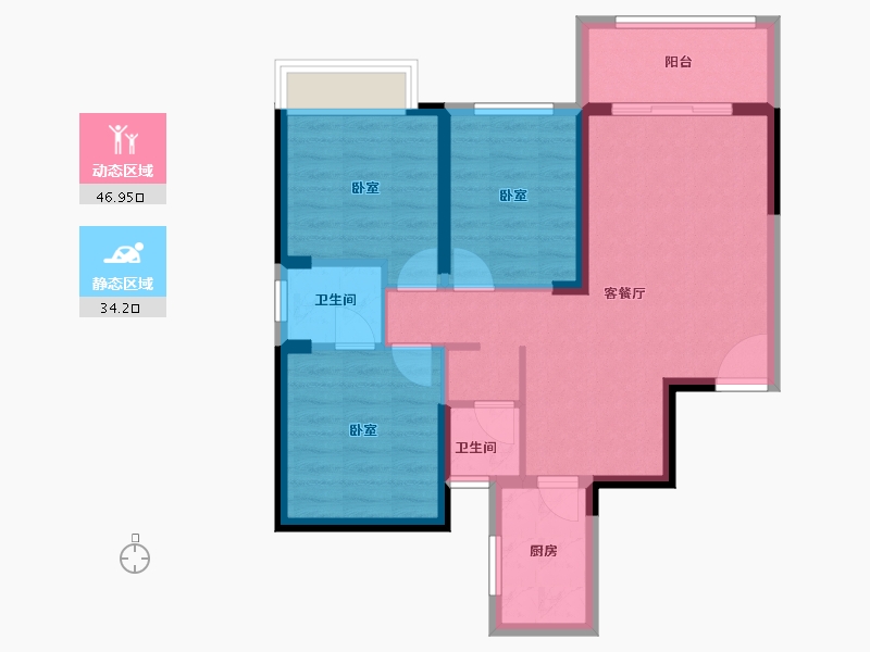 湖南省-岳阳市-双湖公馆-72.02-户型库-动静分区