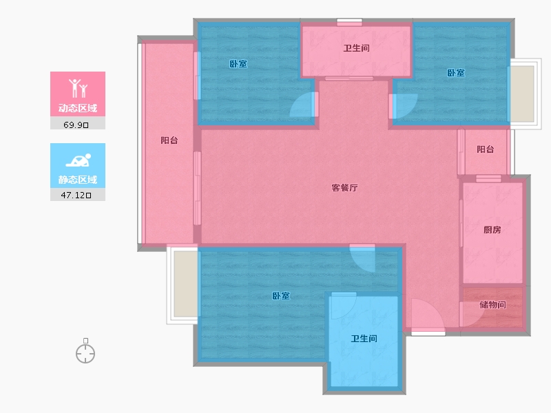 湖南省-岳阳市-南湖领域-105.26-户型库-动静分区