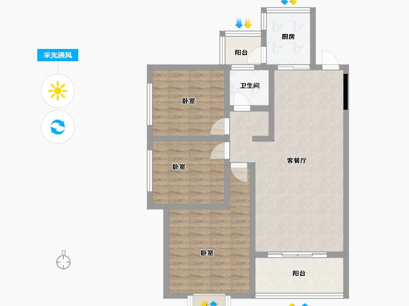 湖南省-岳阳市-云溪大汉新城-90.99-户型库-采光通风