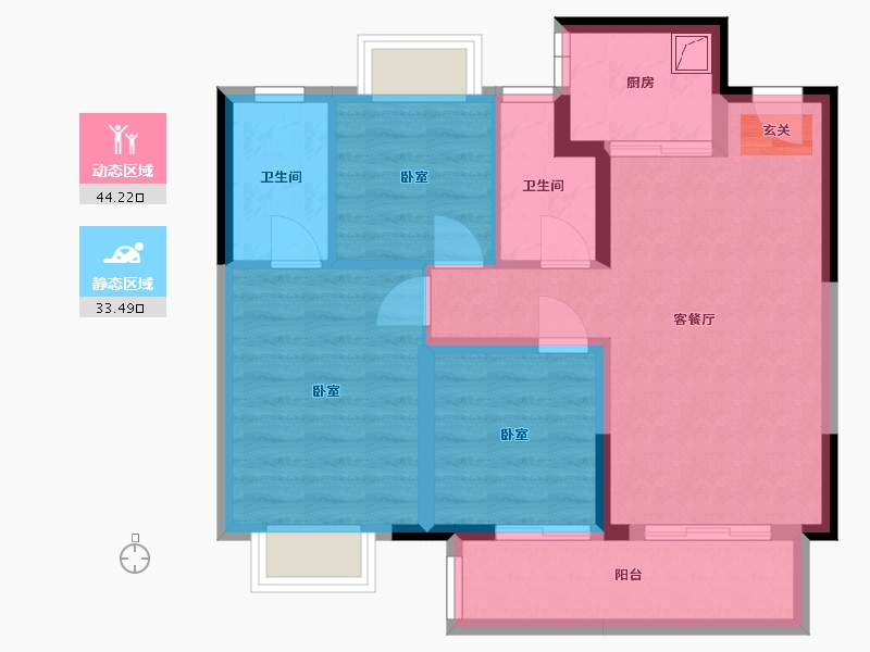 湖北省-武汉市-中梁天玺壹号-68.65-户型库-动静分区