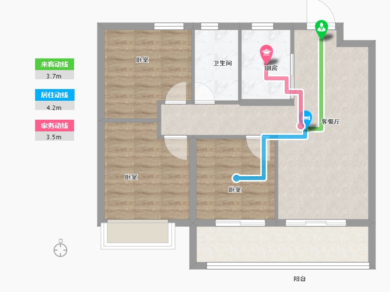 湖南省-长沙市-东原·启城-71.99-户型库-动静线