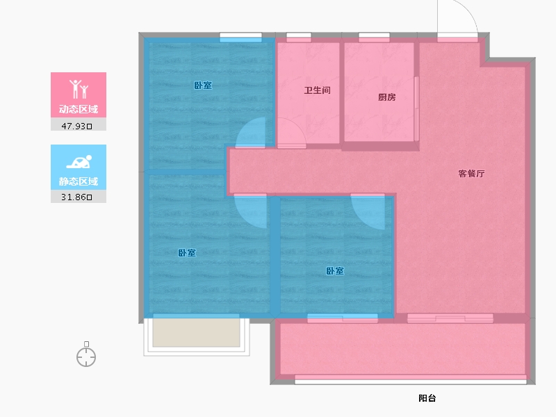 湖南省-长沙市-东原·启城-71.99-户型库-动静分区