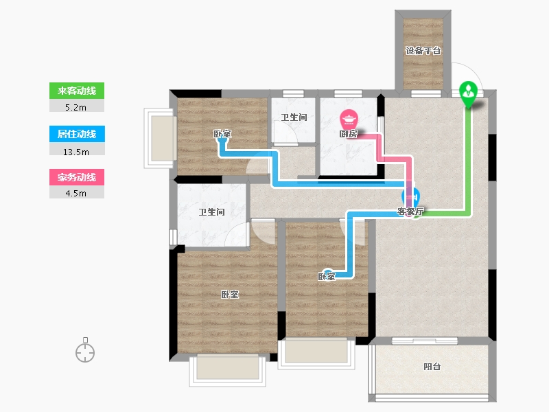 湖南省-长沙市-润和雅郡-89.68-户型库-动静线