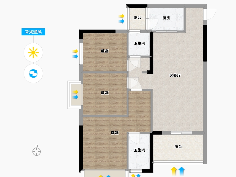 湖北省-武汉市-瑞云居-85.20-户型库-采光通风