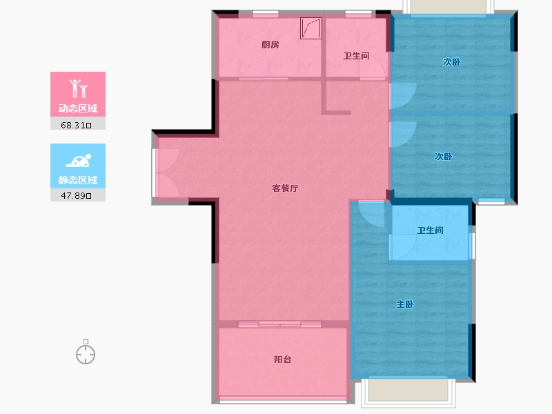 河南省-信阳市-银河湾Ⅱ京九名府-106.00-户型库-动静分区