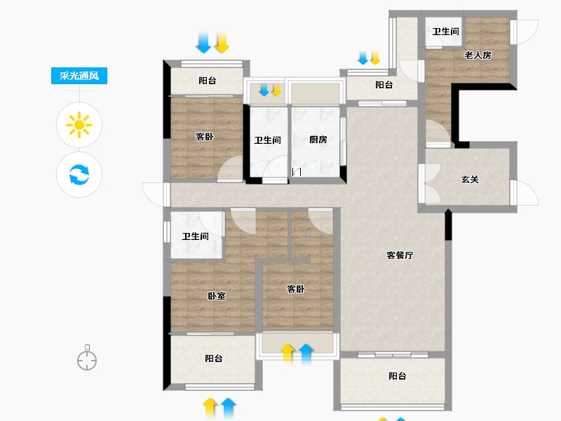 湖南省-娄底市-铁昇·资水原著-114.71-户型库-采光通风