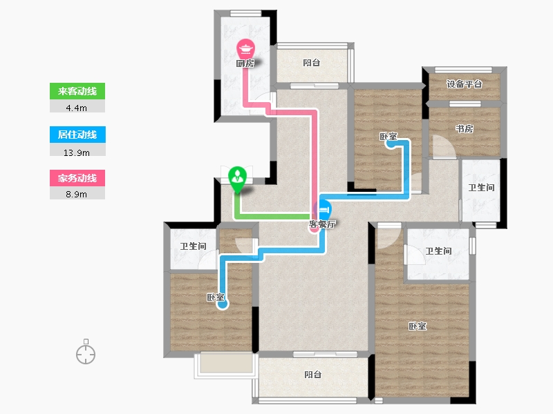 湖南省-长沙市-润和雅郡-125.31-户型库-动静线