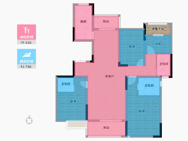 湖南省-长沙市-润和雅郡-125.31-户型库-动静分区