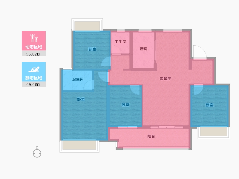 湖南省-长沙市-东原·启城-94.00-户型库-动静分区