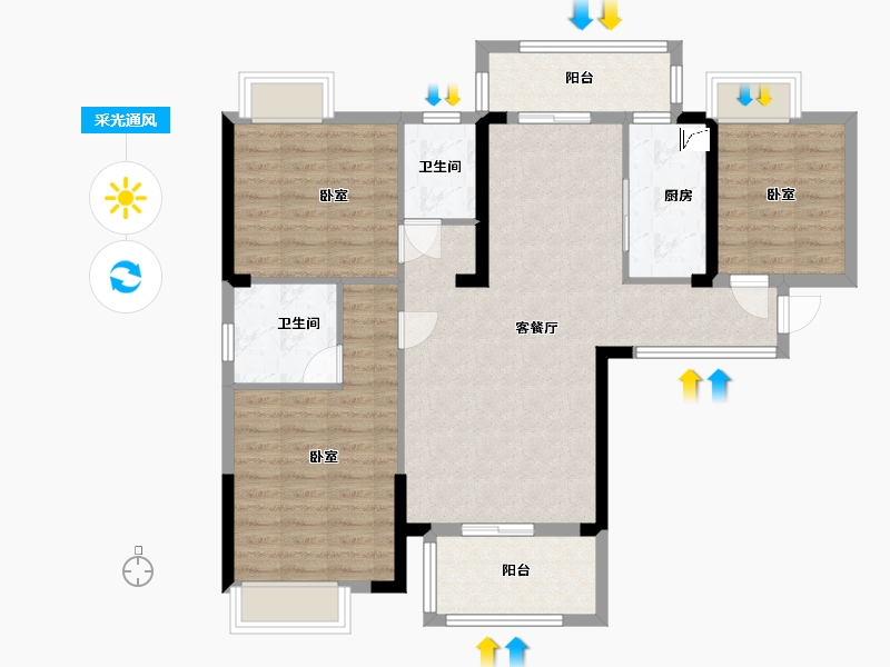 湖北省-武汉市-瑞云居-96.14-户型库-采光通风