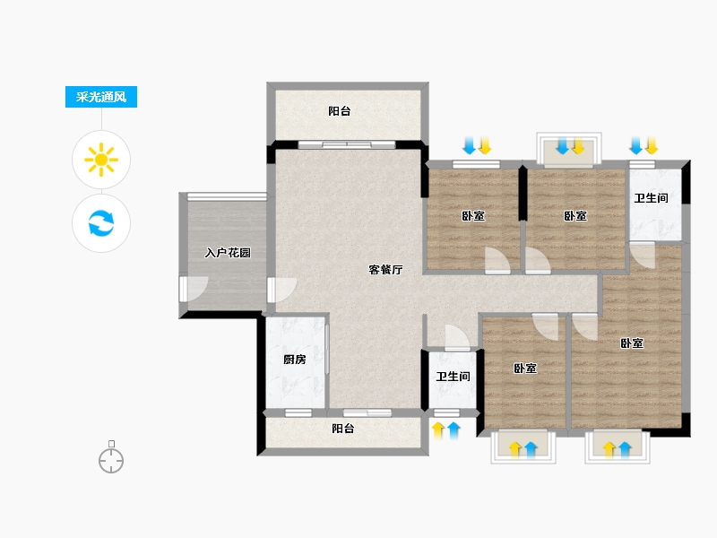 湖南省-郴州市-郴州馨河湾-115.66-户型库-采光通风