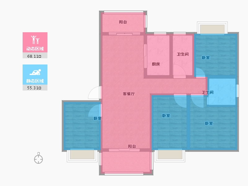 湖南省-岳阳市-扬德云水湾-110.00-户型库-动静分区