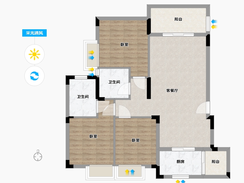 湖北省-武汉市-越秀国际金融汇-92.00-户型库-采光通风