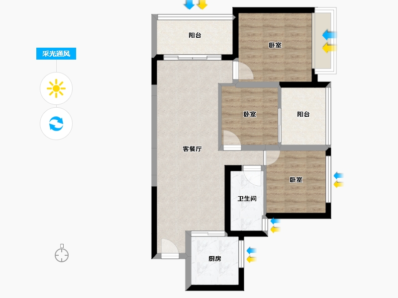 广东省-深圳市-新世界松风明月-69.07-户型库-采光通风