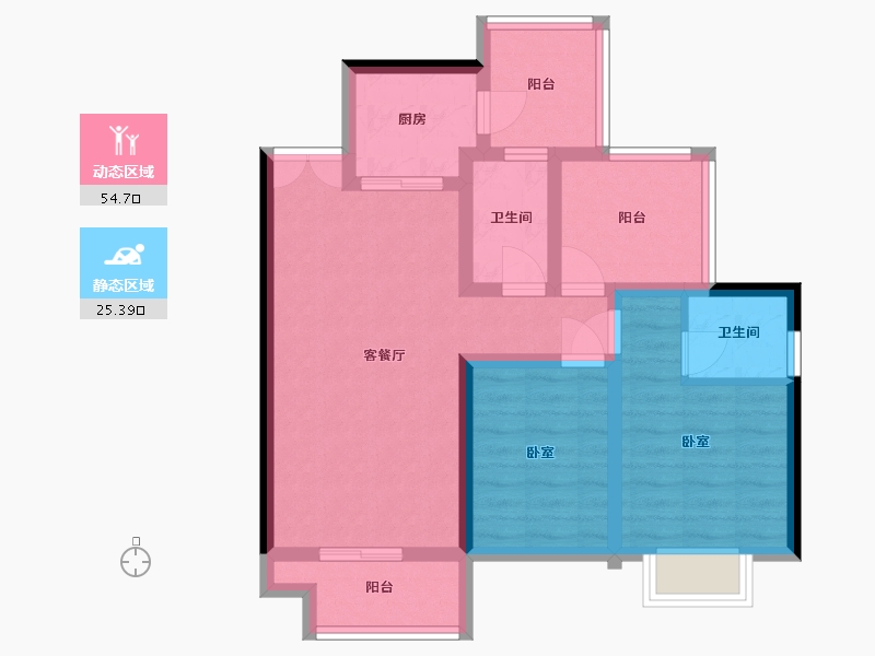 湖南省-长沙市-中南国际眼镜城-69.85-户型库-动静分区