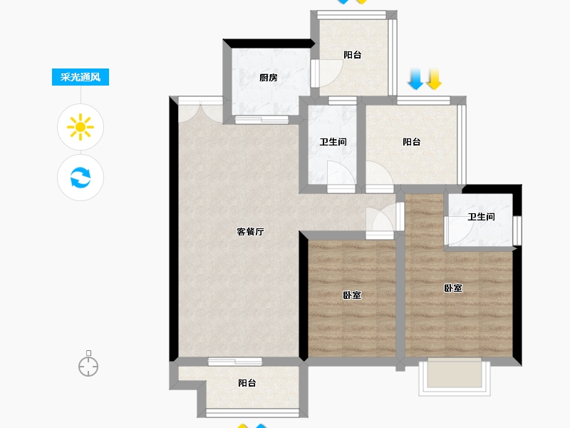 湖南省-长沙市-中南国际眼镜城-69.85-户型库-采光通风