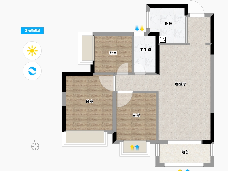 广东省-深圳市-中海云麓公馆-68.00-户型库-采光通风