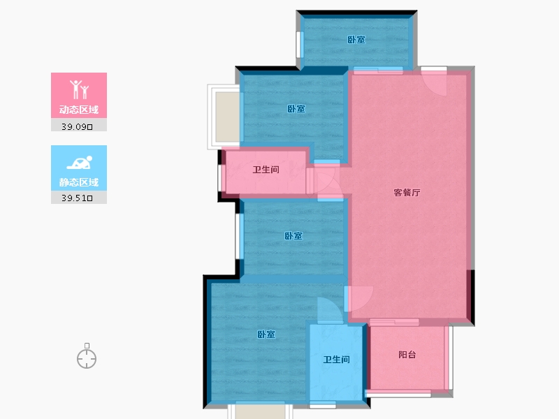 湖南省-长沙市-万科里梅溪郡-69.13-户型库-动静分区