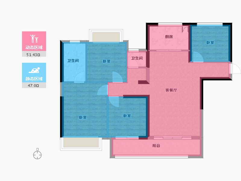 湖南省-岳阳市-北控·岳州府-87.88-户型库-动静分区