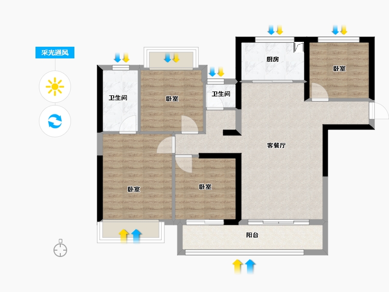 湖南省-岳阳市-北控·岳州府-87.88-户型库-采光通风