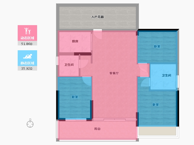 湖南省-常德市-六合清华圆-91.80-户型库-动静分区