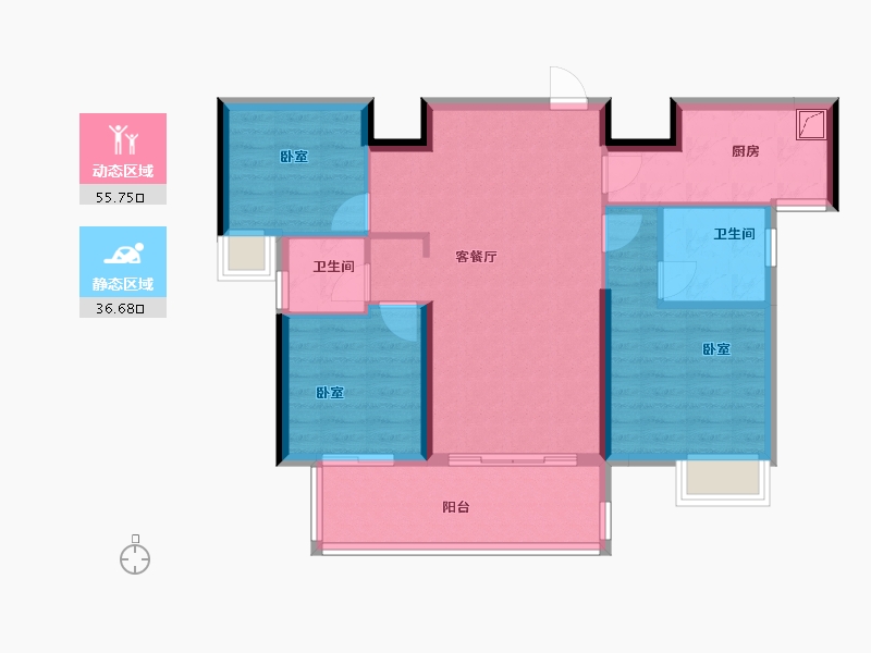 湖南省-岳阳市-北控·岳州府-82.74-户型库-动静分区