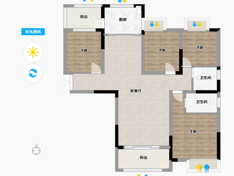 河南省-信阳市-富邦·星湖丽景-105.09-户型库-采光通风