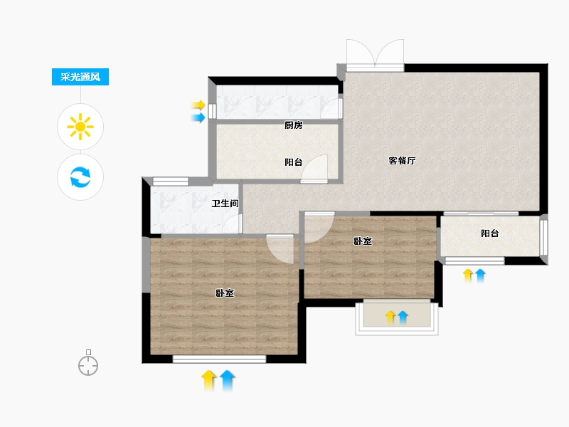 湖南省-常德市-万建紫庭-72.00-户型库-采光通风