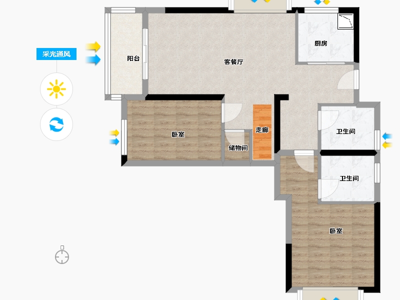 广东省-广州市-建发九龙仓央玺-86.00-户型库-采光通风