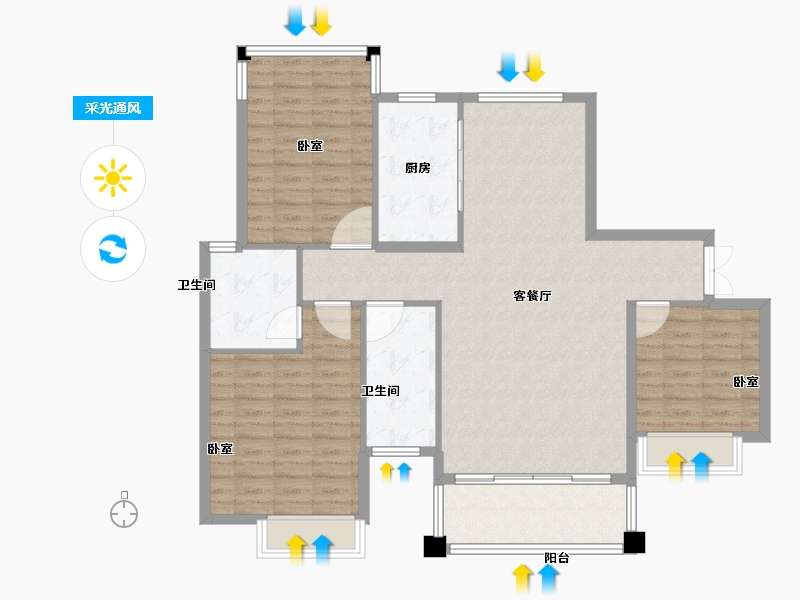 湖南省-常德市-诚信东郡-112.00-户型库-采光通风