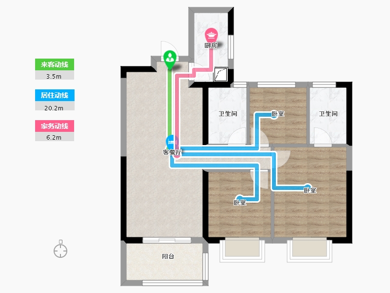 湖南省-岳阳市-福星·龙庭尚府-74.70-户型库-动静线