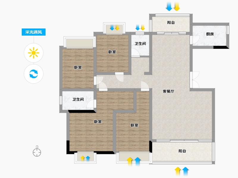 湖南省-娄底市-五江·碧桂园城市广场-131.19-户型库-采光通风