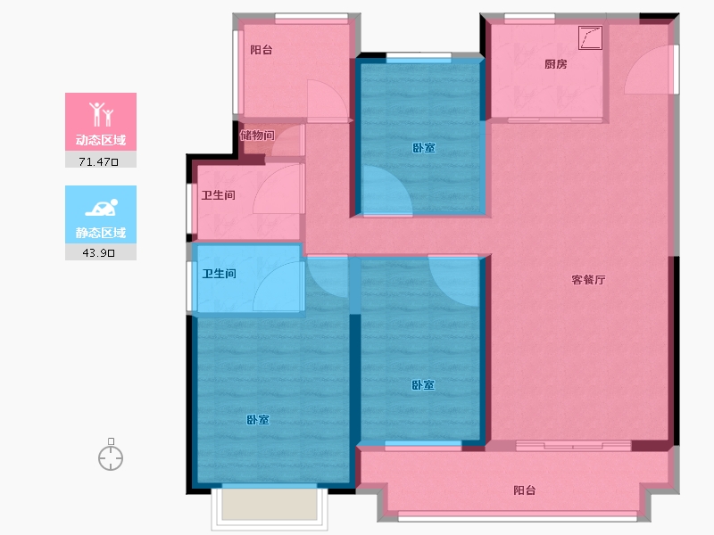 湖南省-岳阳市-中梁·首府-103.00-户型库-动静分区