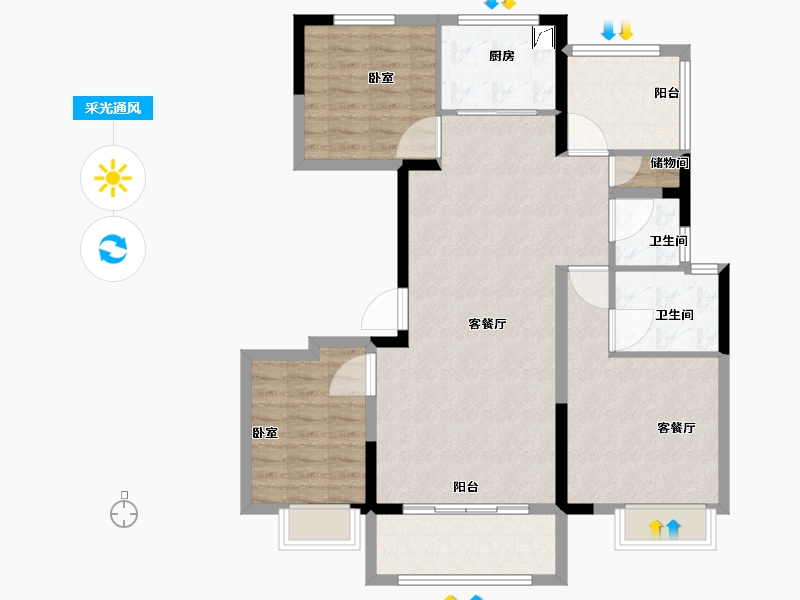 湖南省-岳阳市-中梁·首府-100.01-户型库-采光通风