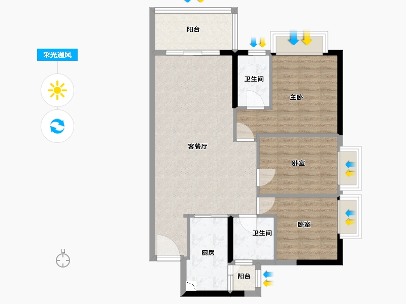 广东省-深圳市-佳兆业碧海云天-81.08-户型库-采光通风