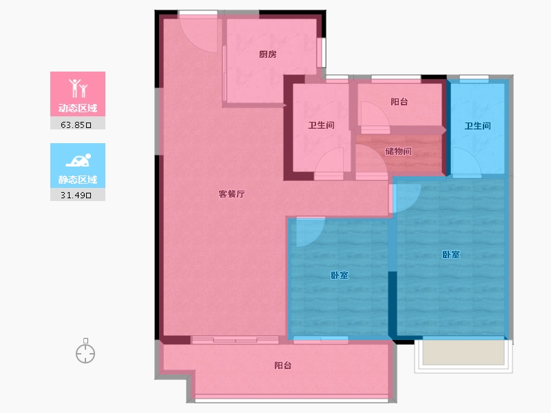 湖南省-长沙市-澳海文澜府-85.07-户型库-动静分区