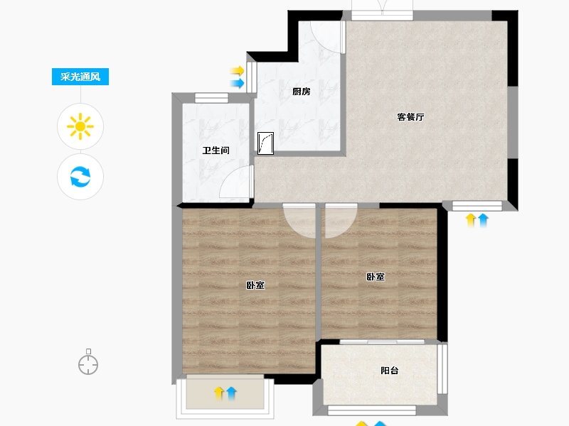 湖南省-常德市-万建紫庭-55.87-户型库-采光通风