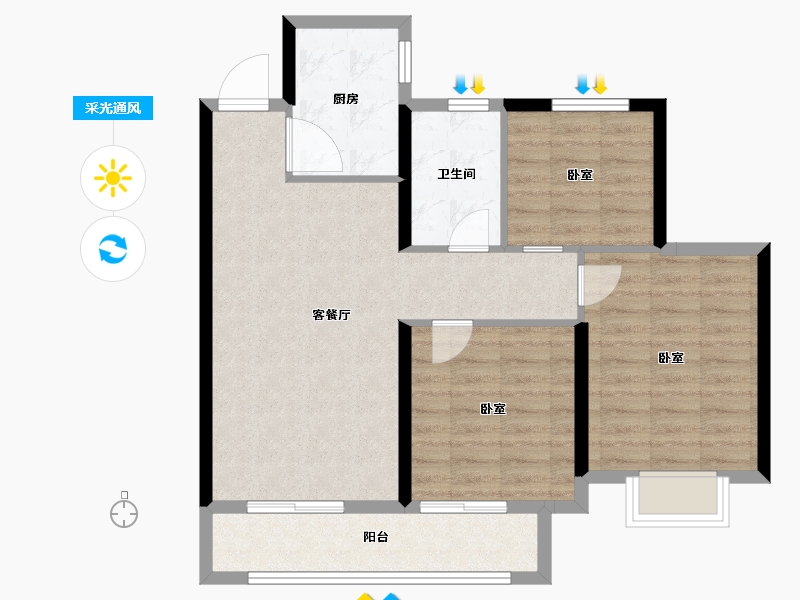 山东省-泰安市-奕珑·西周城-80.00-户型库-采光通风