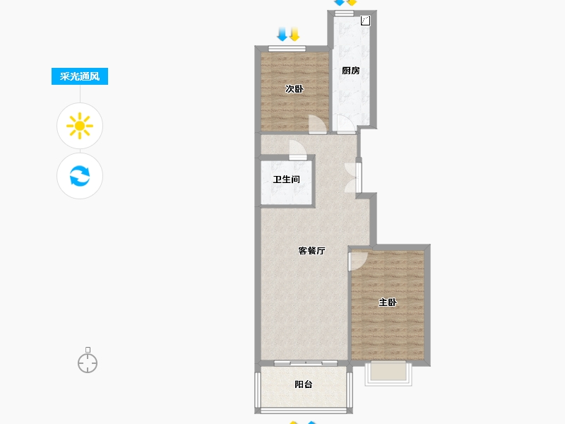 山西省-太原市-十二院城-77.25-户型库-采光通风